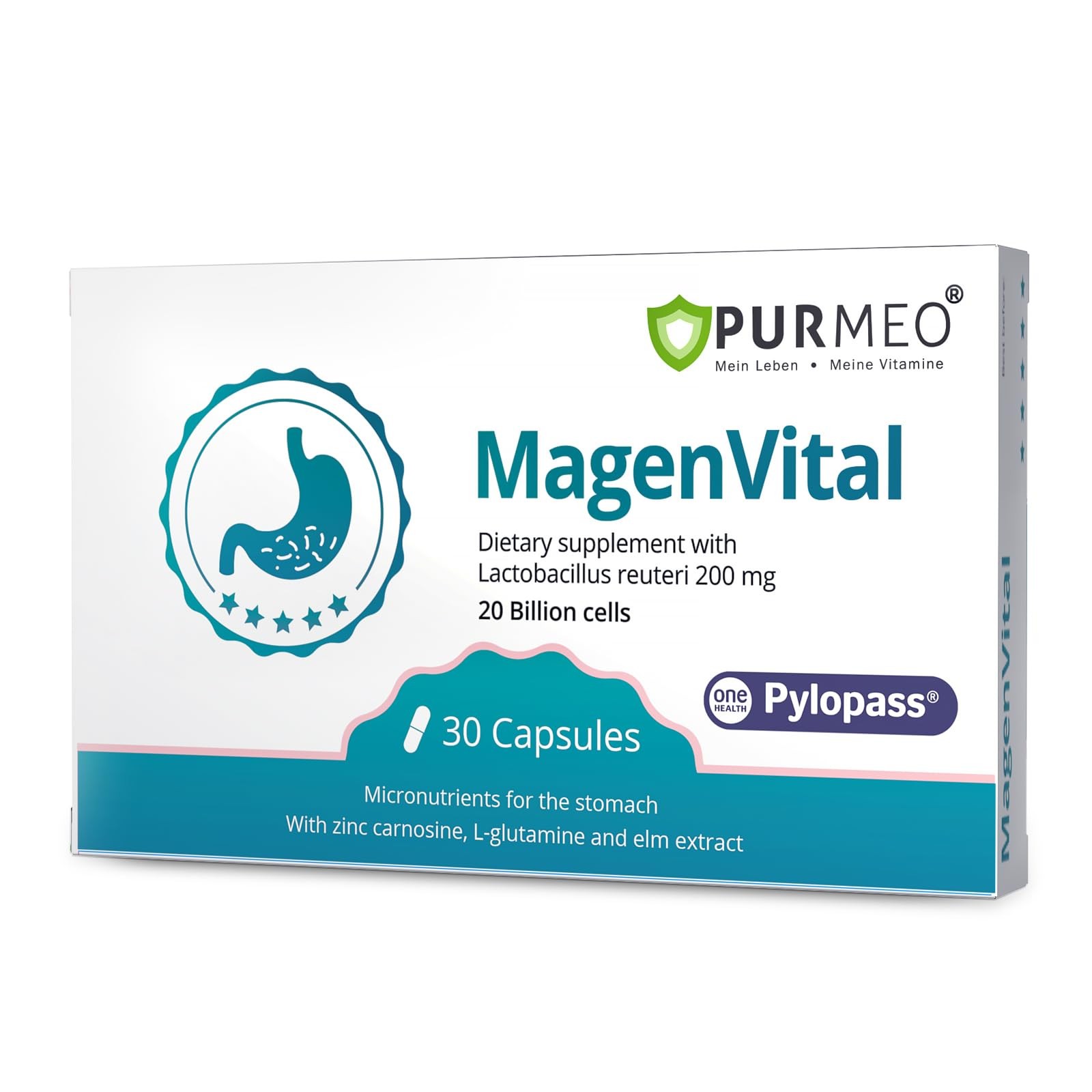 purmeo 5-in-1 High Potency H. Pylori Probiotic – Clinically Studied – 1 Per Day
