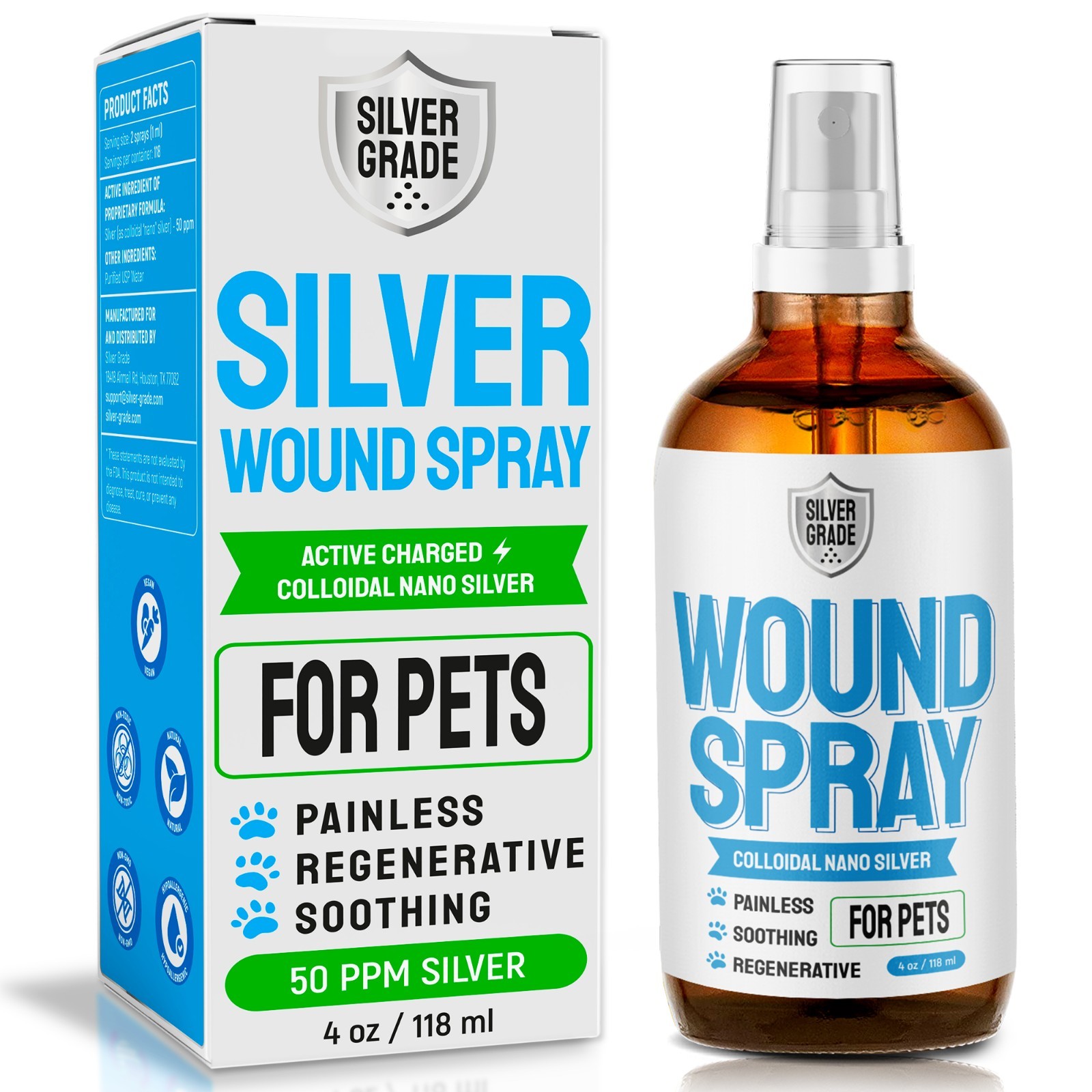Wound Spray for Dogs & Cats – Hot Spots, Wounds – Itch, Rash & Wound Care – 4 oz