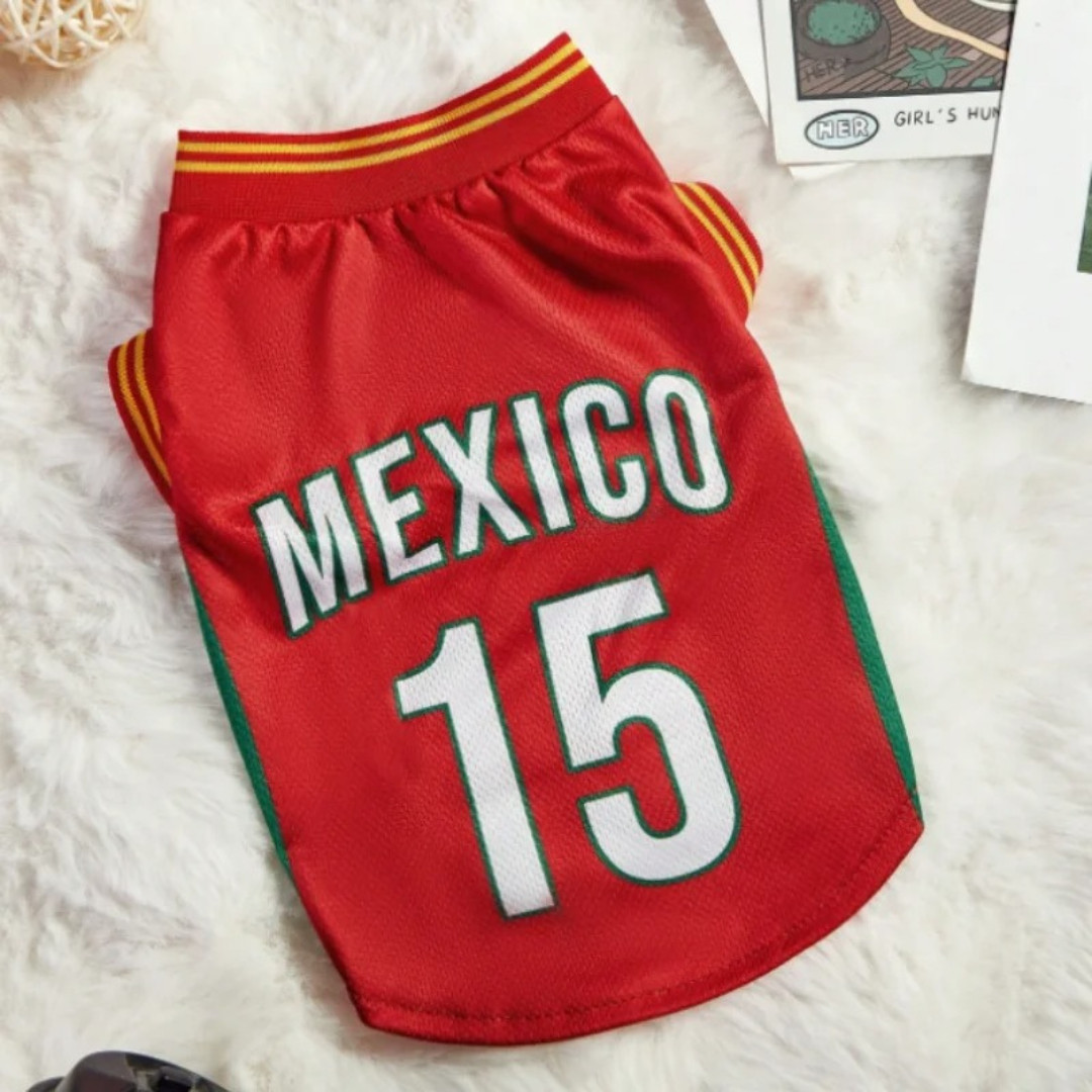 Pets World Cup 2026 Jersey Shirt Striped Ribbed Trim Breathable Dog & Cat Jersey