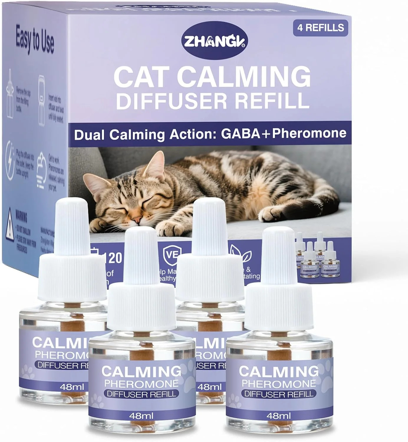 Cat Calming Diffuser Refill 4 Pack Pheromone Diffuser to Calm Cats 120 Days Effe