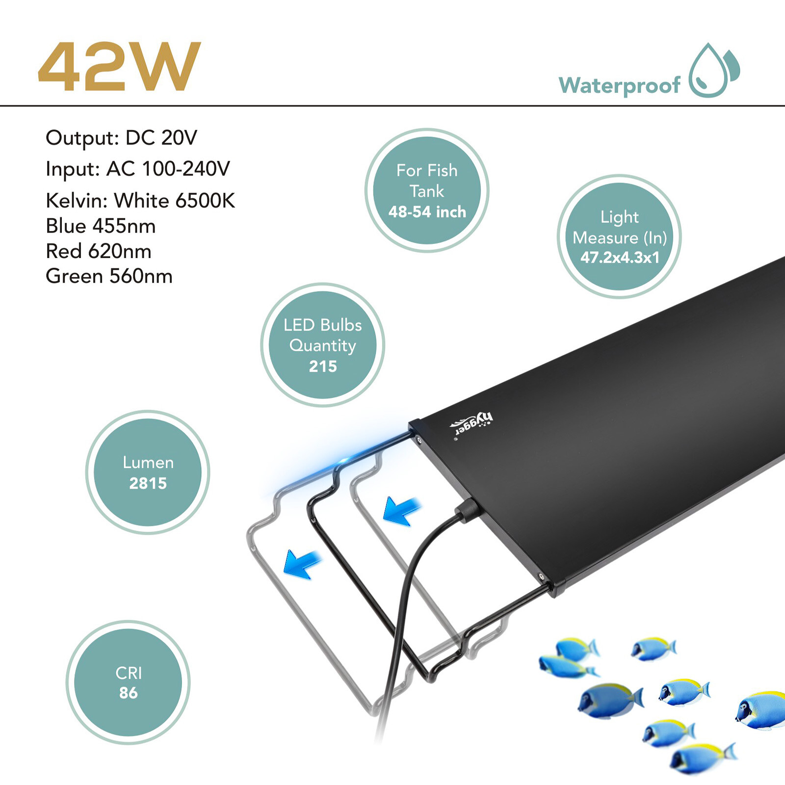 hygger Fish Tank LED Aquarium Light 24/7 Timer Full Spectrum 12 18 24 30 36 48″
