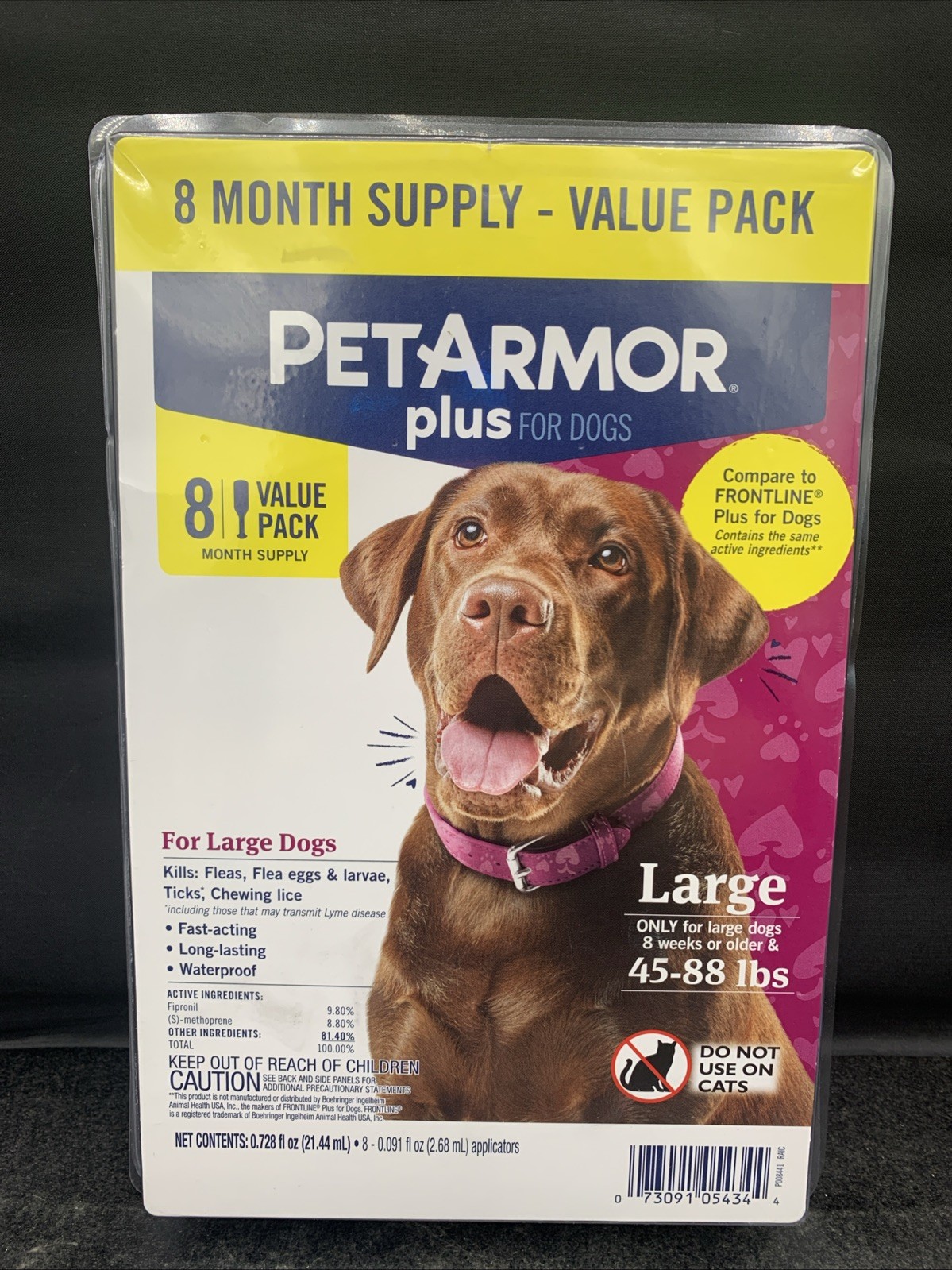 PetArmor Plus Flea and Tick Prevention for Dogs Large Dog: 45 to 88 lbs.(8)doses