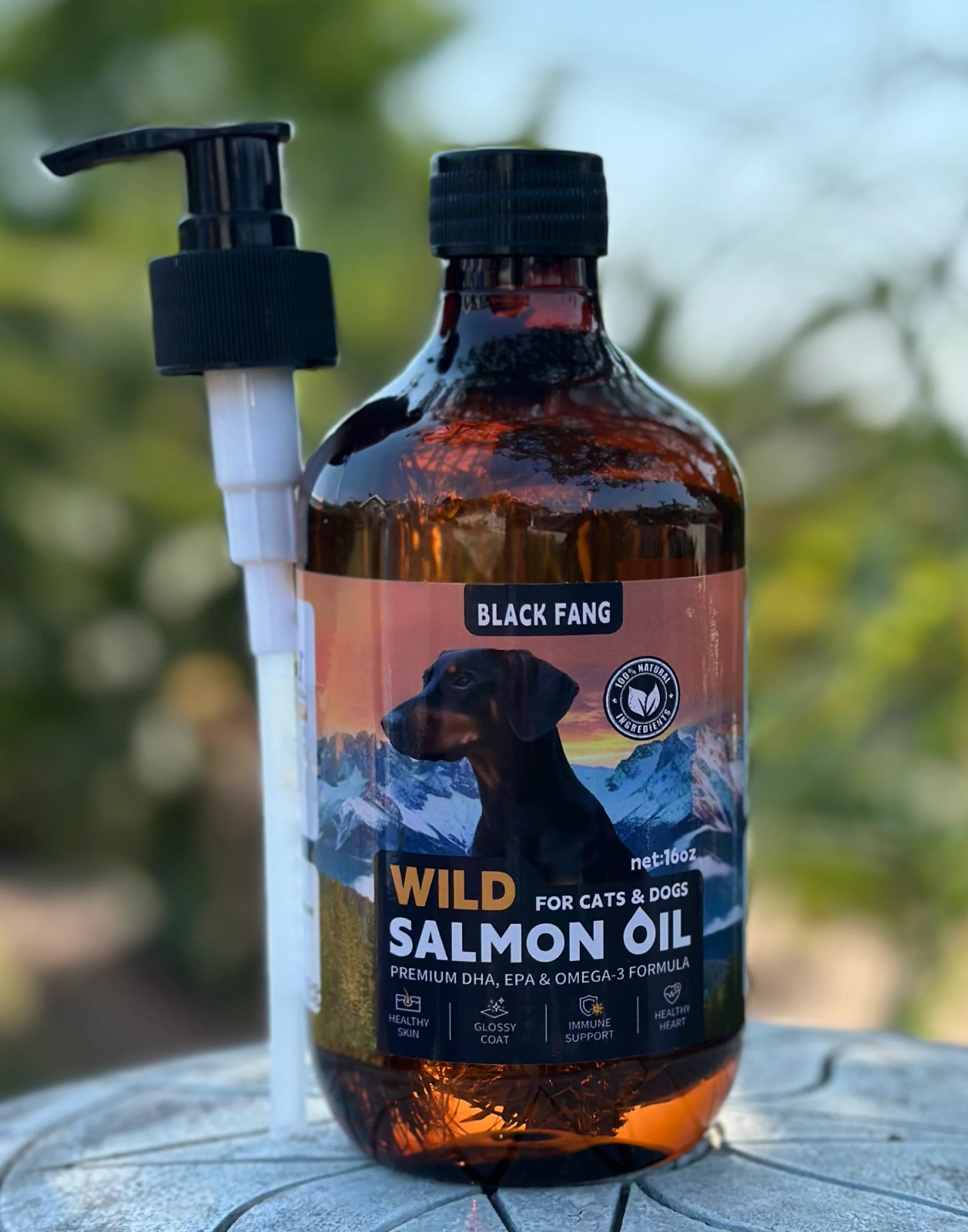 BlackFang’s Wild Alaskan Salmon Fish Oil for Cats and Dogs 16oz.