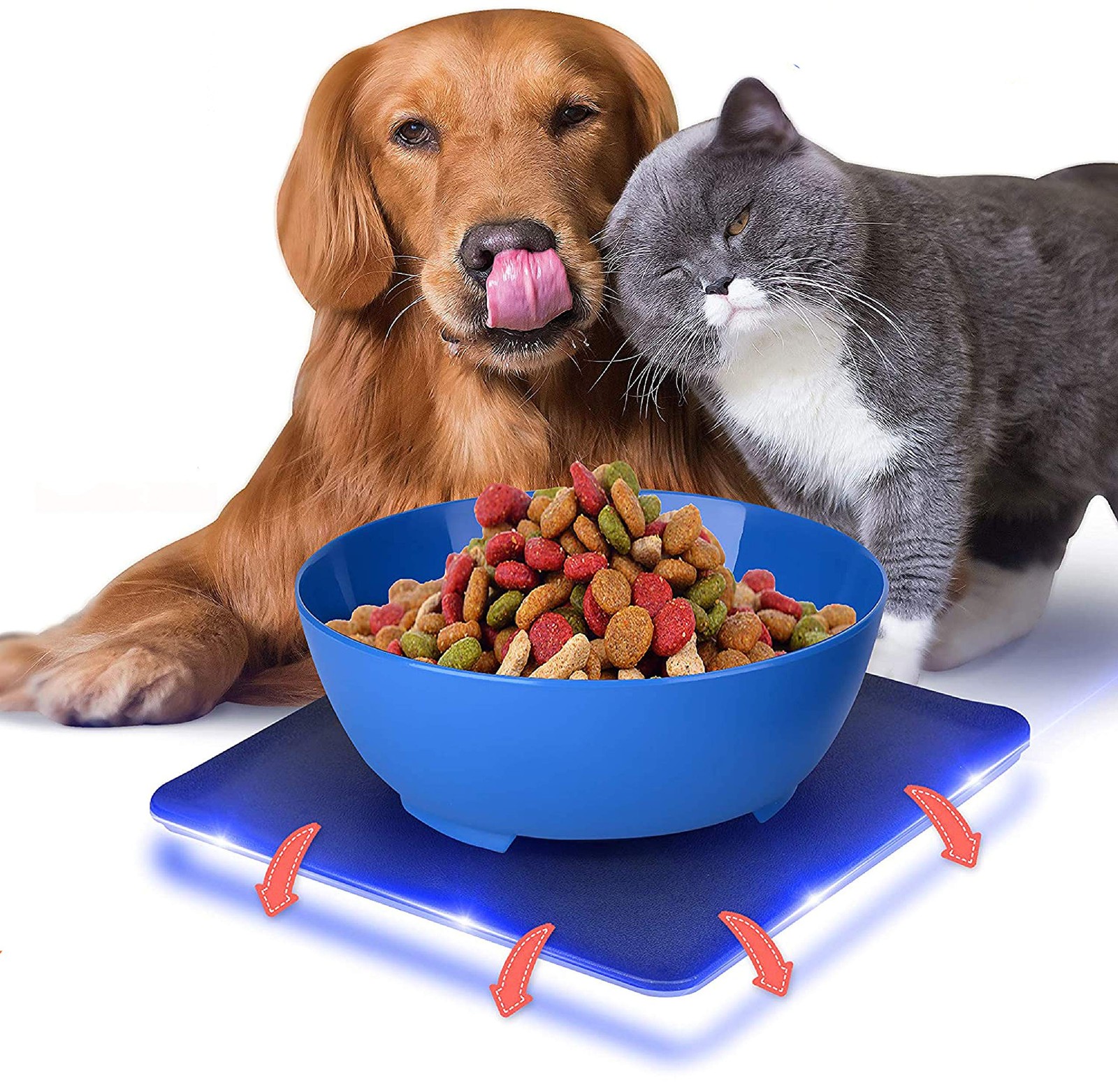 SereneLife Flip Spill Proof Set-Interlocking Non Skid Pet Default Title, Blue