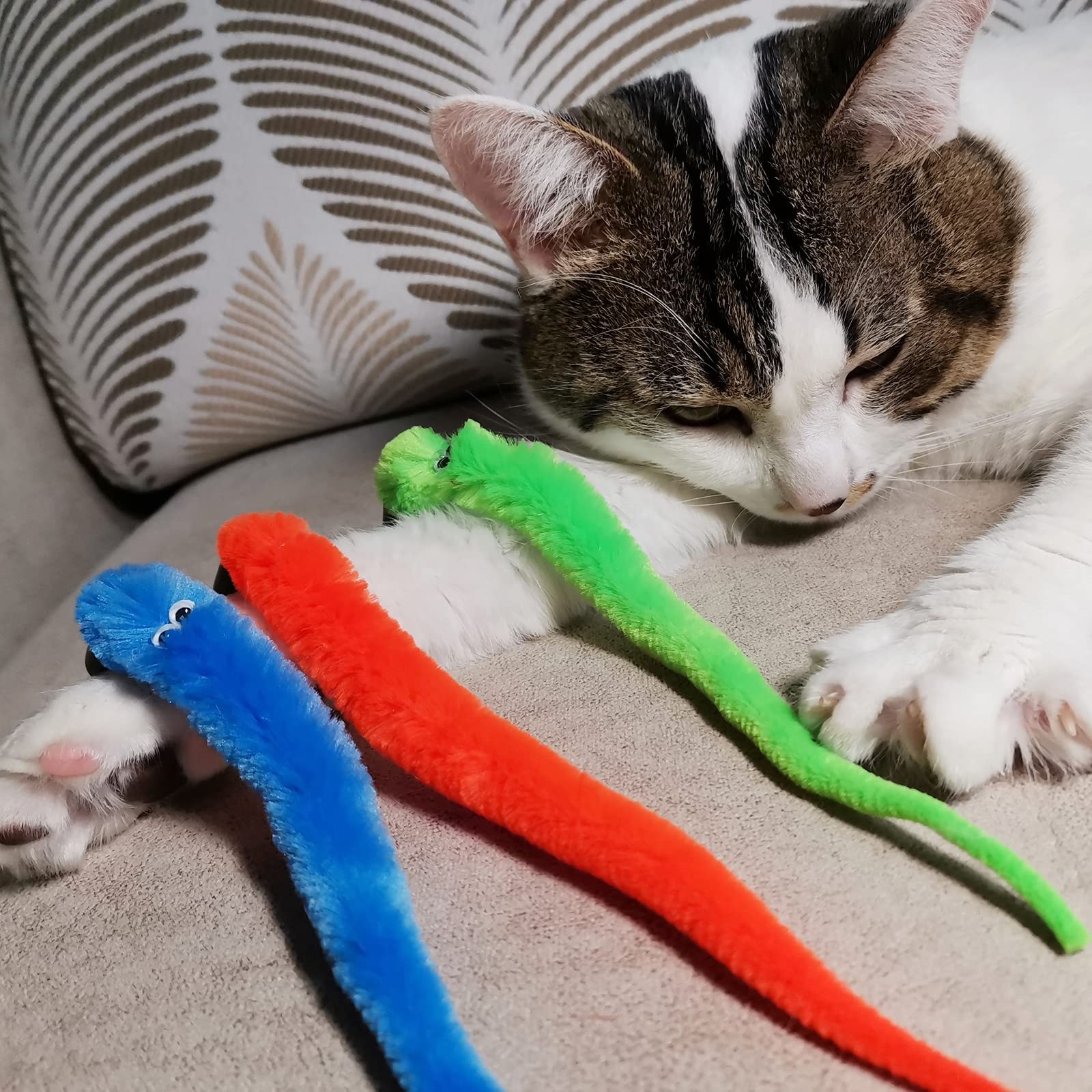 Cat Toy Worm Refills, 15 Pieces Interactive Cat Wand Attachments Worms Toy fo…