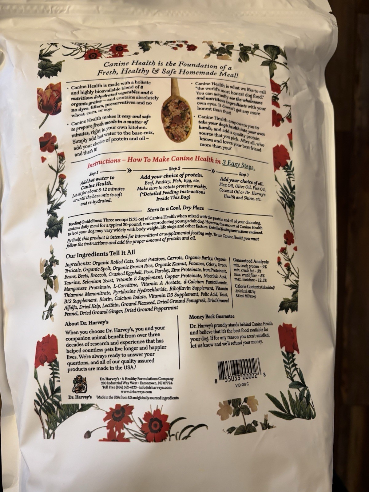 Dr Harvey’s Canine Health Dog Food Dehydrated Base Mix 2-5 LB Bags Best By8/2027