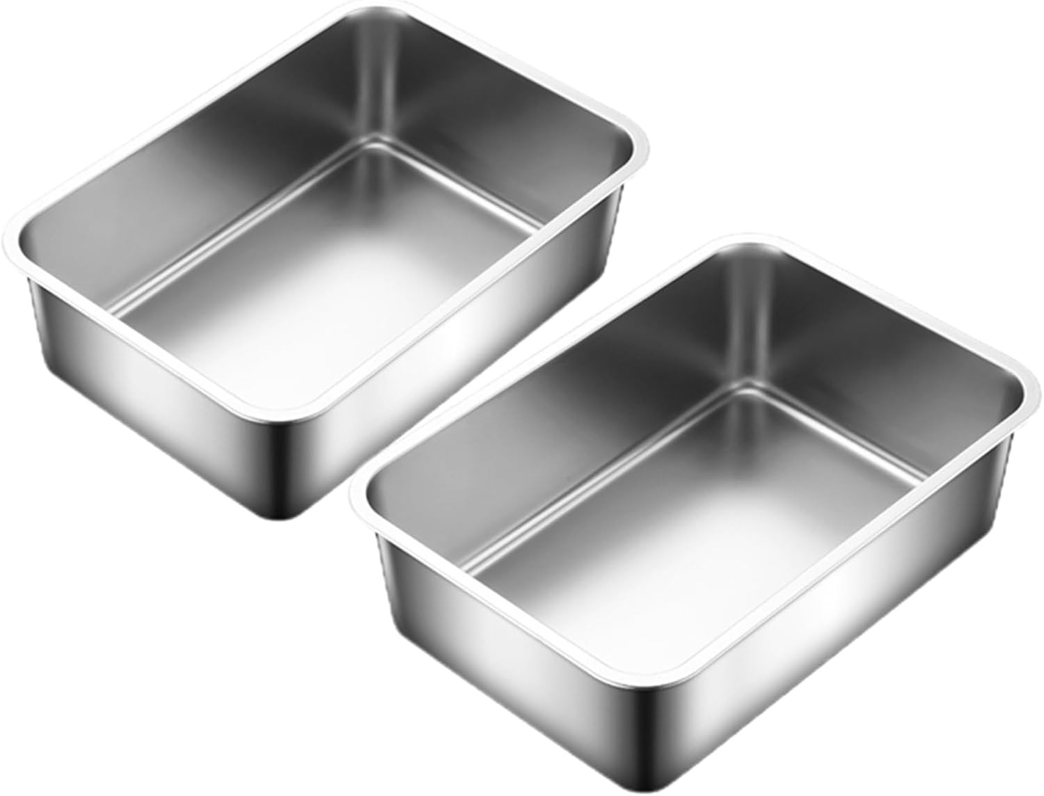 2 Pcak Stainless Steel Litter Box，Cat Rust Proof Metal Litter Box XL High Sides