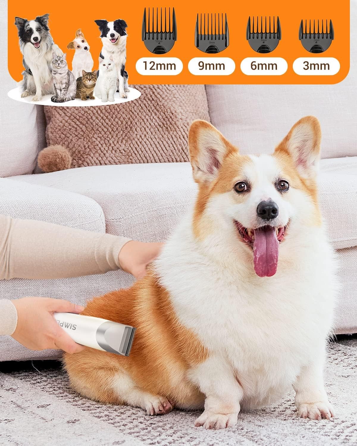 Simple Way Pet Grooming Vacuum, 6 in 1 Dog Grooming Kit – White