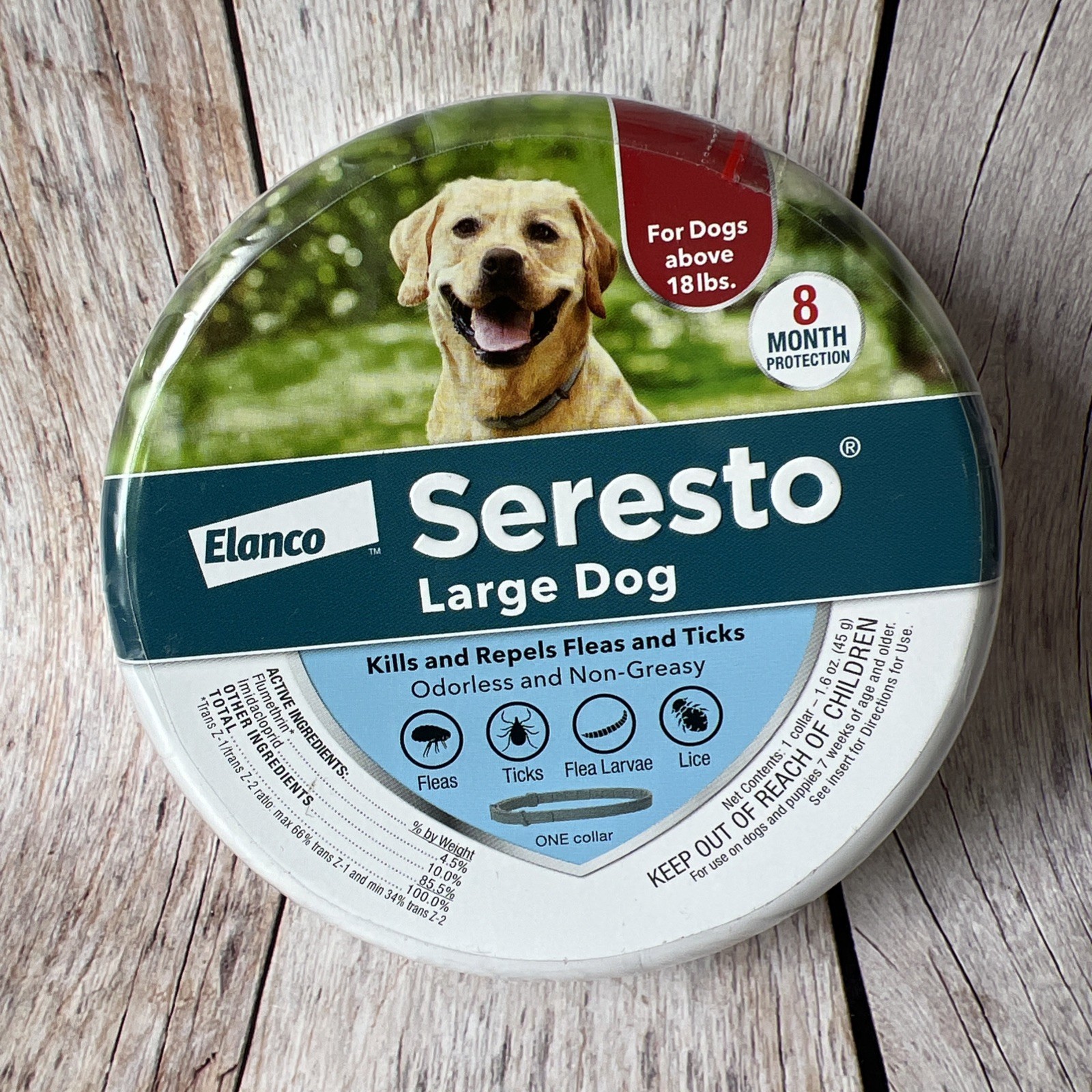 Seresto Flea & Tick Collar LARGE DOGS 18 lbs – 8 Month Protection