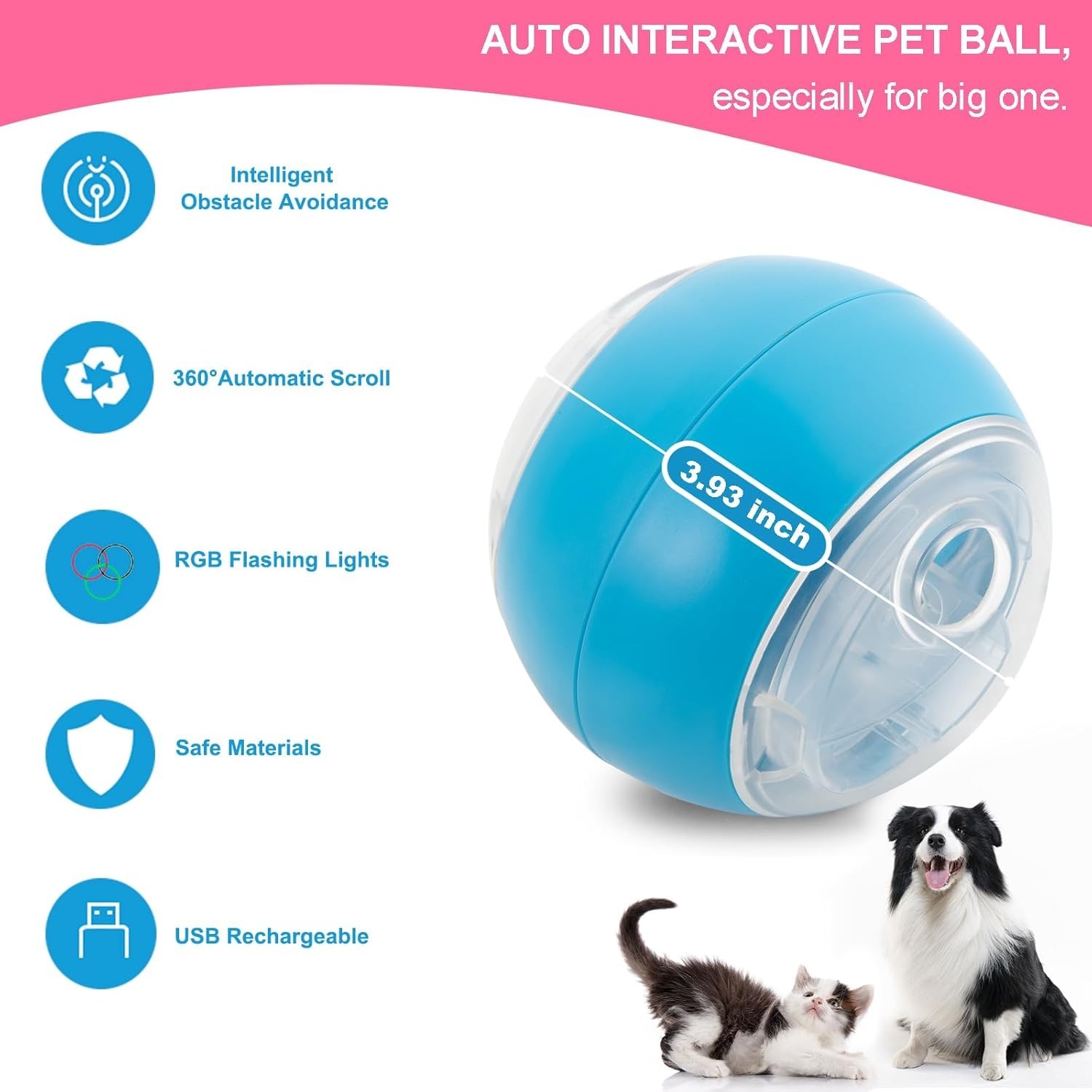 Interactive Dog Toy Ball – Auto Rolling with Remote Control, Treat Dispensenser