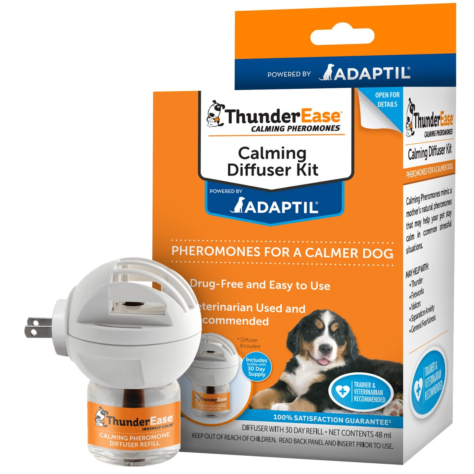 ThunderEase Dog Calming Pheromone Diffuser Kit | 30 Day Supply, ORANGE