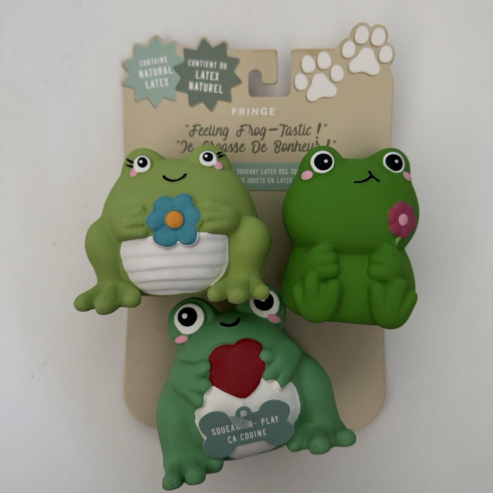 NEW Fringe Dog Toys “Feeling Frog-fantastic” Latex Frogs with Squeakers Set of 3