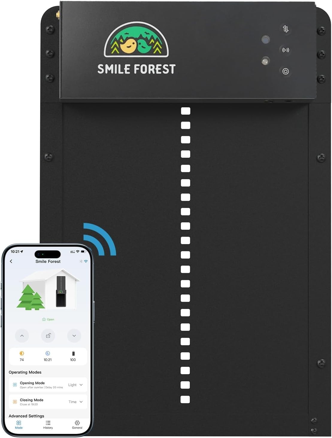 SMILE FOREST Smart Automatic Chicken Coop Door WiFi Solar 8000mAh Aluminum