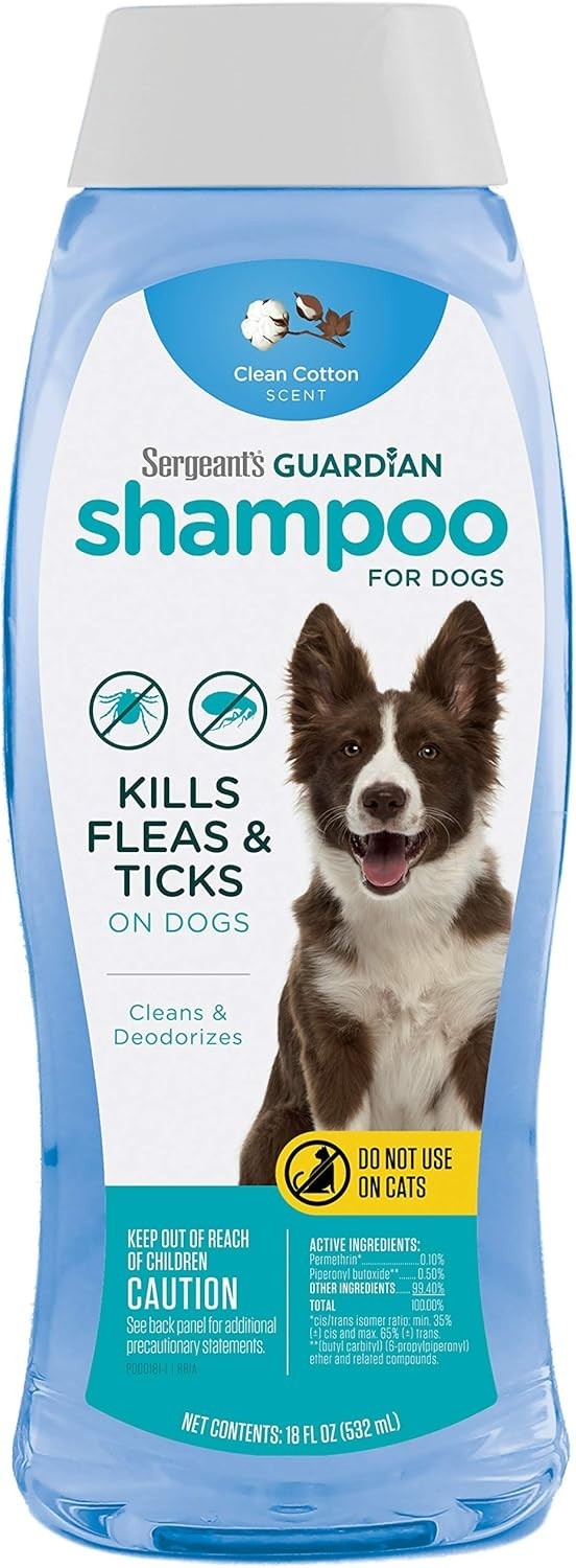 Sergeant’s Guardian Flea & Tick Dog Shampoo, Clean Cotton Scent, 18 oz.