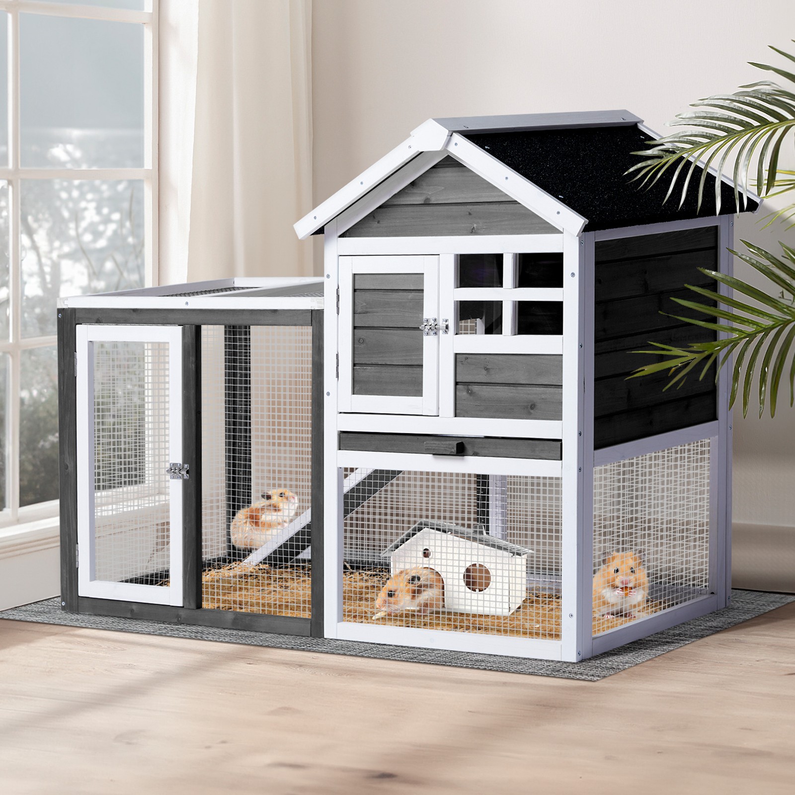 Outdoor Wooden Chicken Coop House Poultry Hutch Pet Cage w/ Nesting Box Backyard