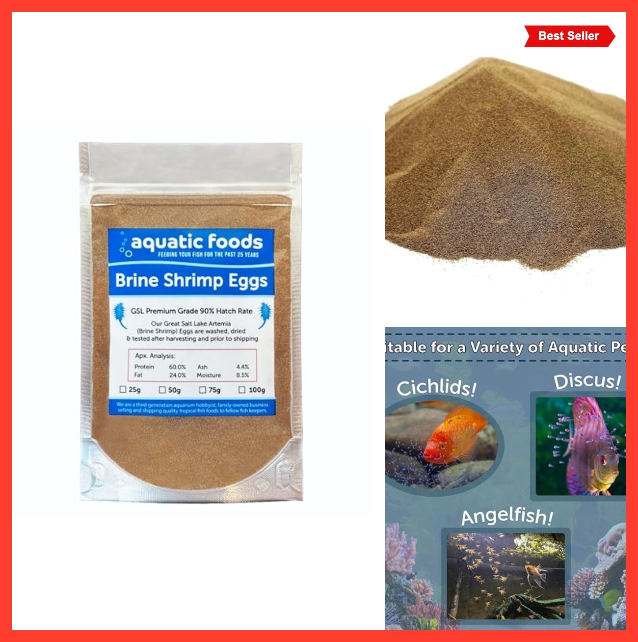 Brine Shrimp Eggs Premium Grade 90 Hatch Rate 25 Grams Fry & Baby Fish Food