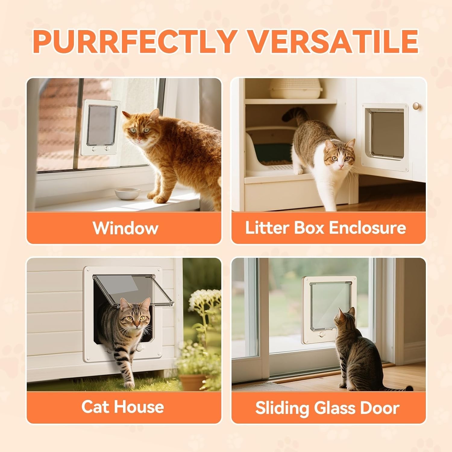 Thin Cat Door, Safety Pet Door for Cats Up to 18 lbs, Interior Cat Door with …