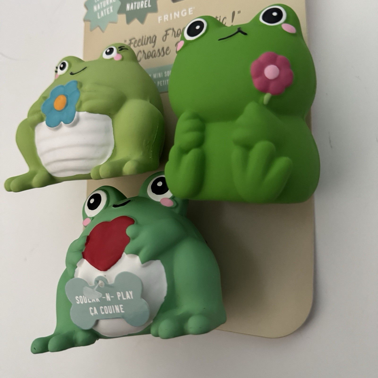 NEW Fringe Dog Toys “Feeling Frog-fantastic” Latex Frogs with Squeakers Set of 3