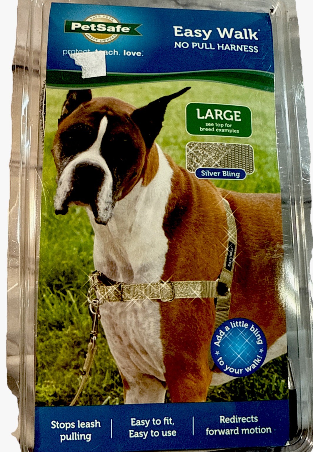 PetSafe Deluxe Easy Walk No-Pull Harness, Large,Silver Bling /Gray New