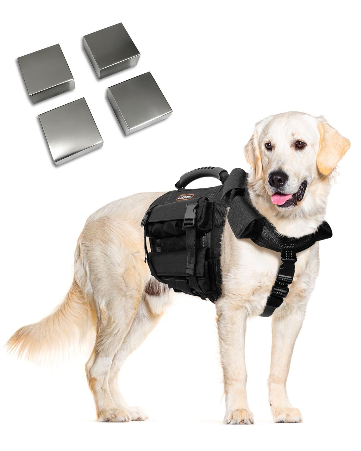 LISPOO Weighted Dog Vest and Collar Set with 4 Removable 0.88 lb Weight Block…