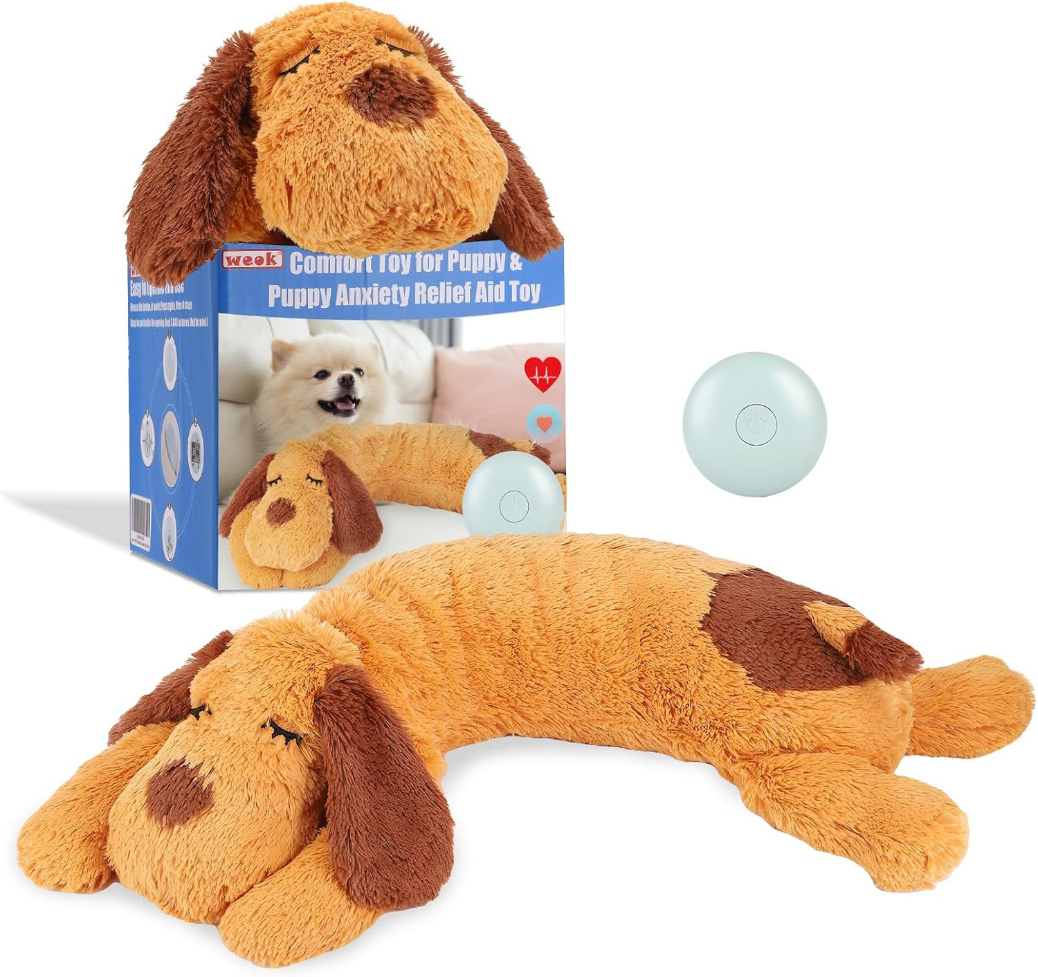 WEOK Heartbeat Puppy Toy, Comfort Cuddler Pillow