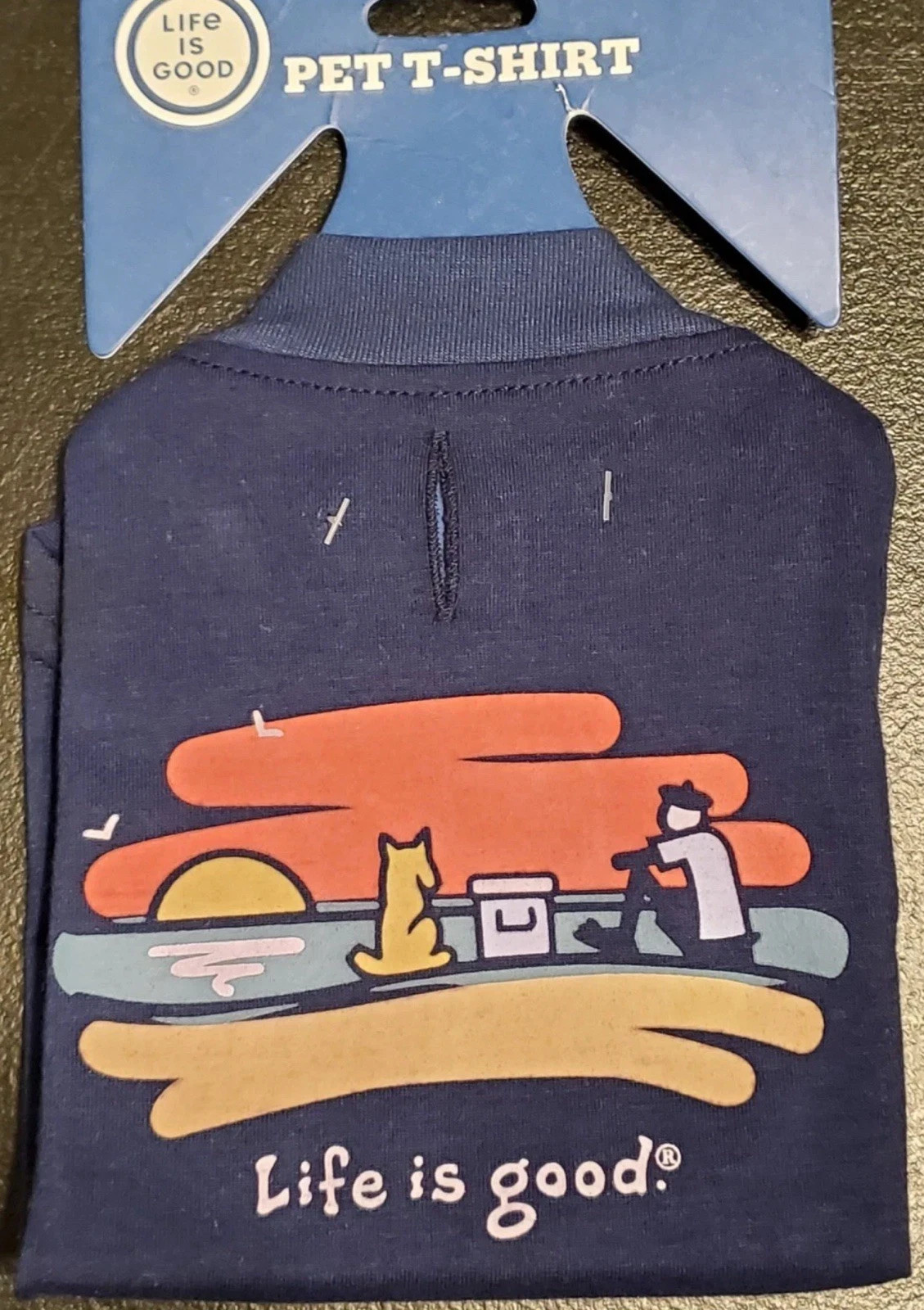Life Is Good Dog Pet T-Shirt Navy Sunset Sizes XS, M, XL LG1261