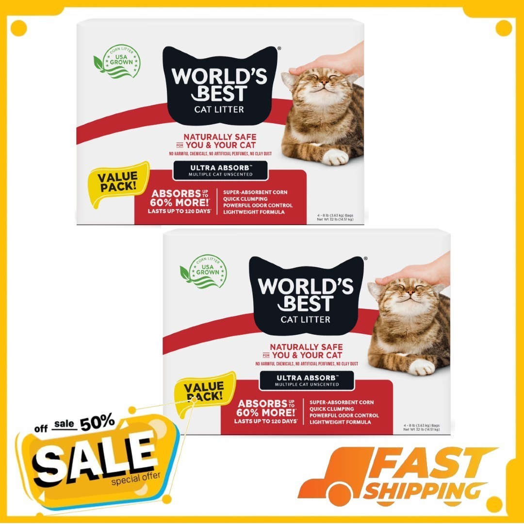 ( 2 Pack ) World’s Best Cat Litter® Ultra Absorb™ Unscented, 32 Pound