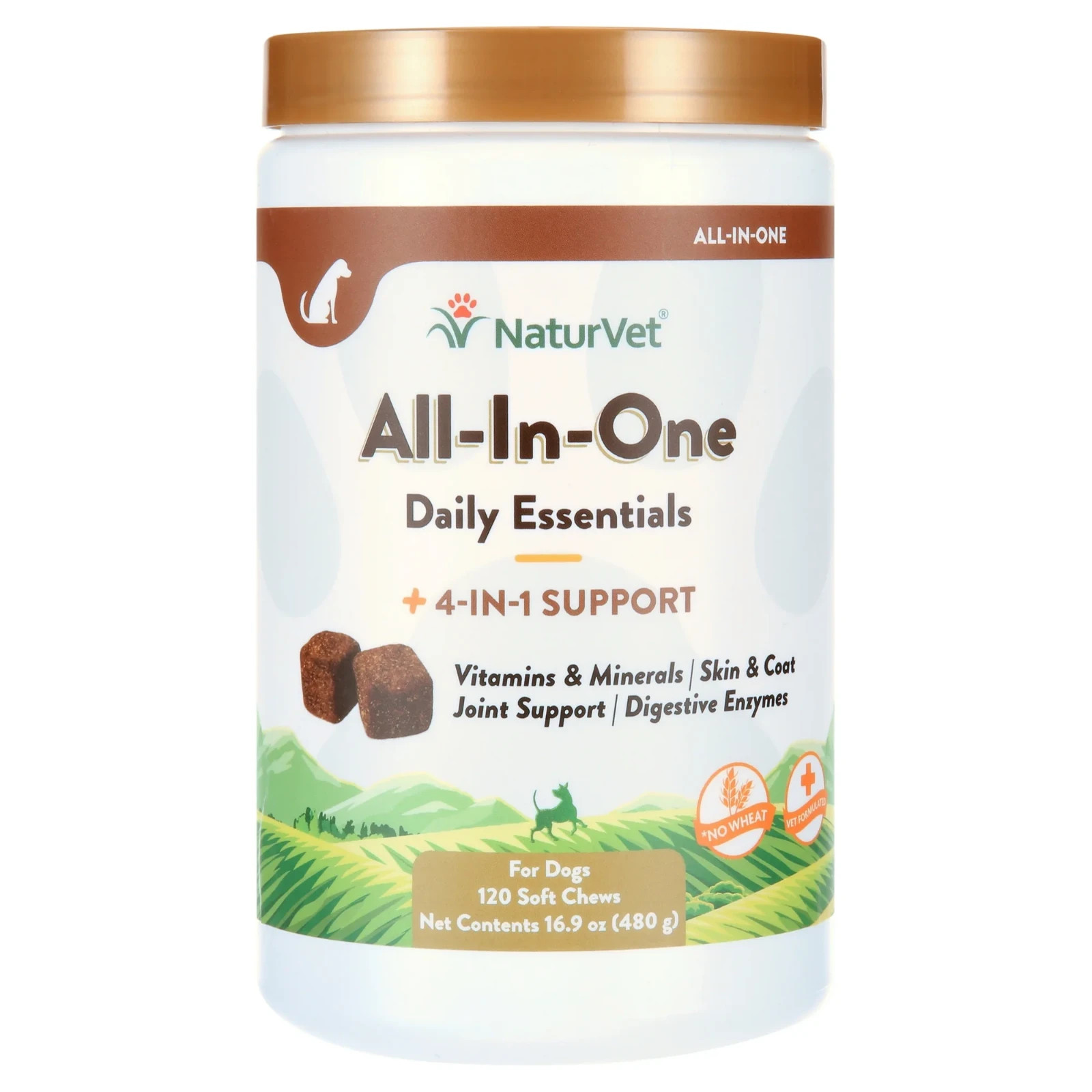 NaturVet All-In-One Digestive Skin and Coat Joint Vitamins Soft Dog Chew 120 ct