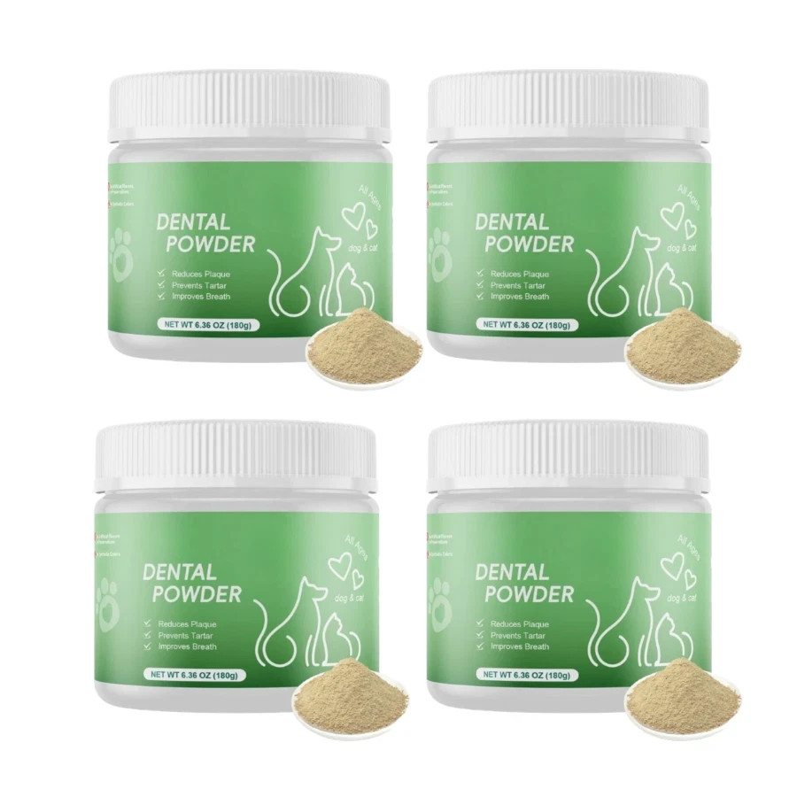 4 Pack Dental Powder for Dogs Teeth Cleaning & Dental Care Made Easy 240 Scoops