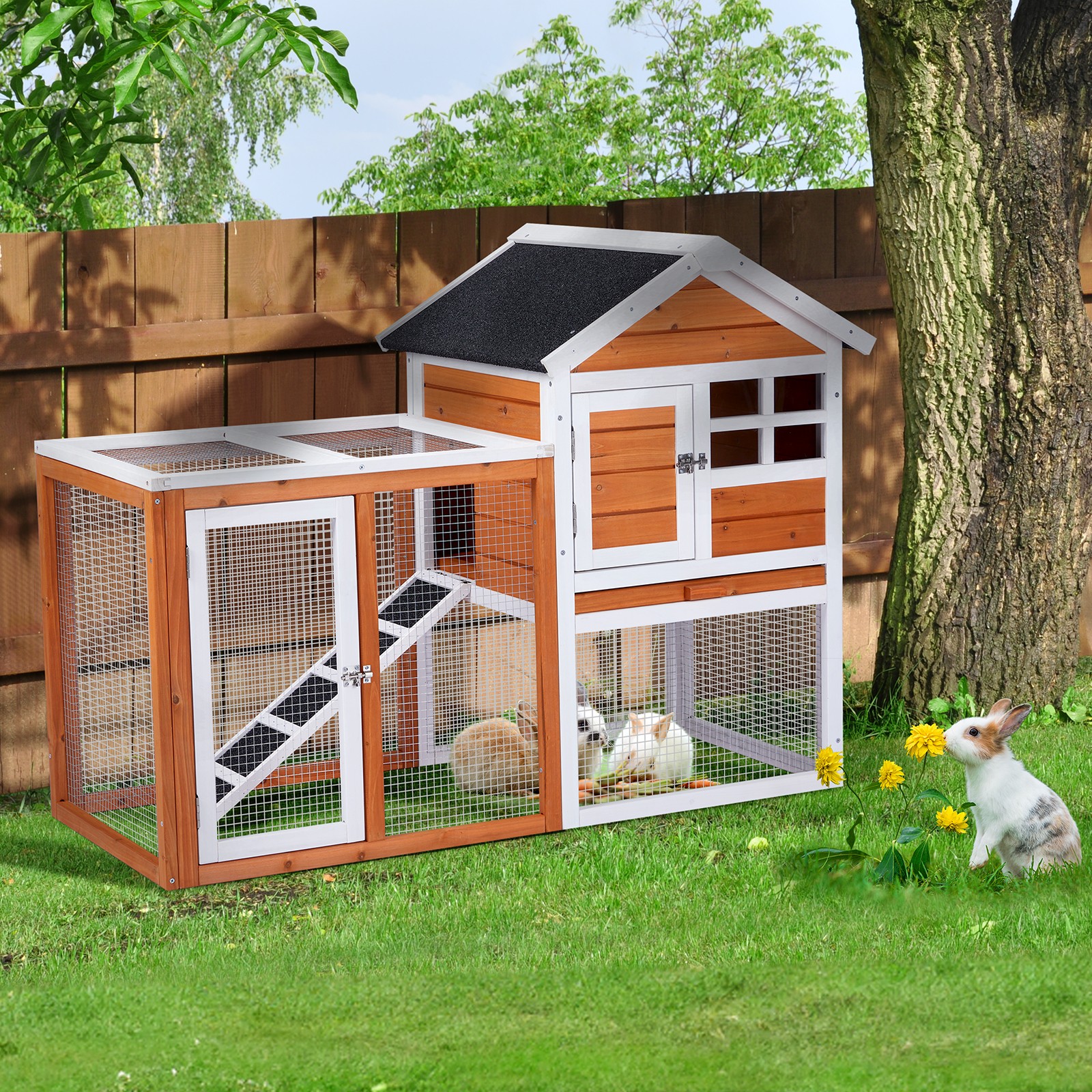 Outdoor Wooden Chicken Coop House Poultry Hutch Pet Cage w/ Nesting Box Backyard