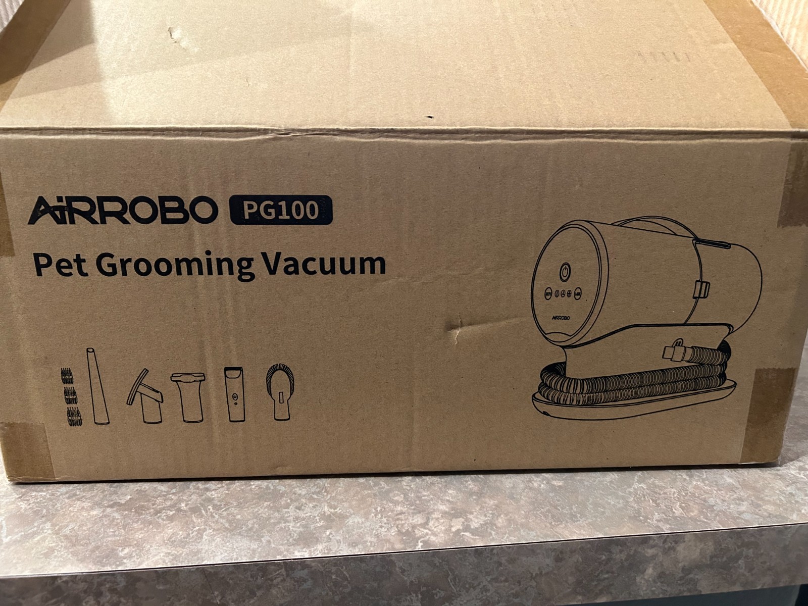 AIRROBO PG100 Pet Grooming Vacuum with 5 Grooming Tools, 12000Pa Suction Power