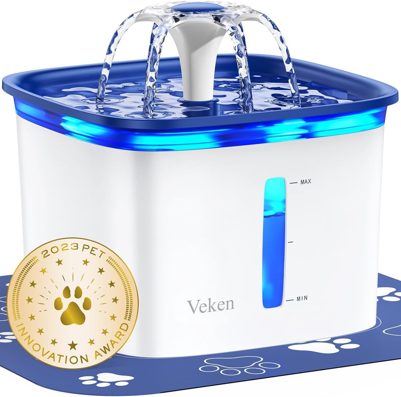 Veken Innovation Award Winner 95oz/2.8L Pet Fountain, Automatic Cat Water Founta