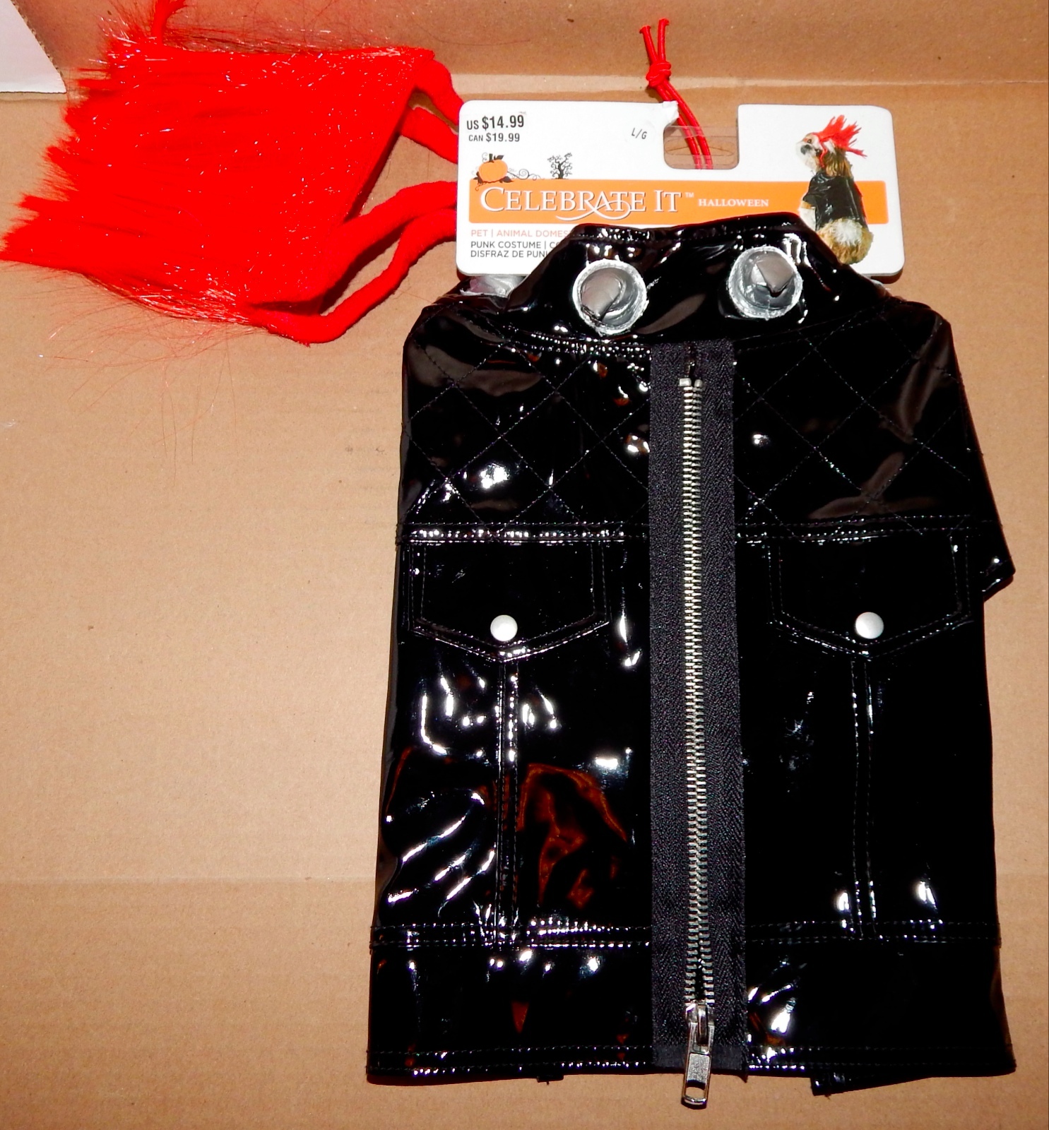 Halloween Dog Pet Costume Black Punk 2pc Large 25 to 50 lbs Celebrate It 71Q
