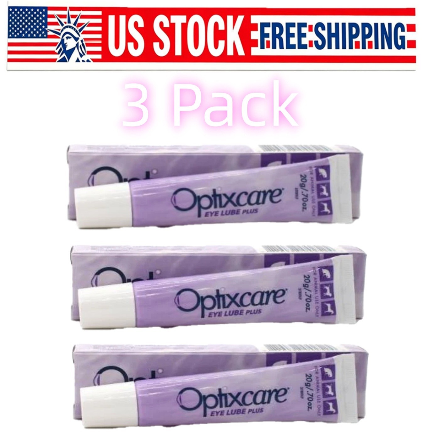 Optixcare Eye Lube Plus 20g Purple Hyaluron 3 Pack