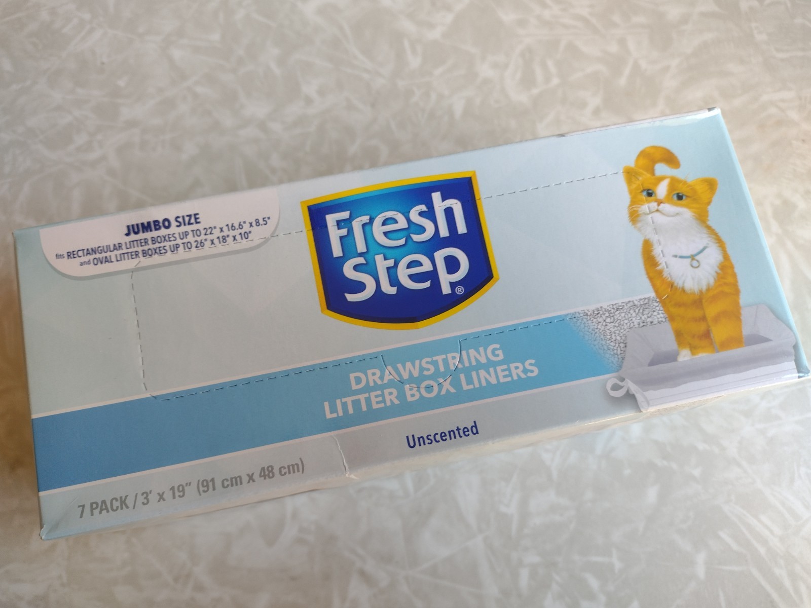 12 Boxes Fresh Step Drawstring Cat Litter Box Liners Jumbo Size Unscented 3’x19″