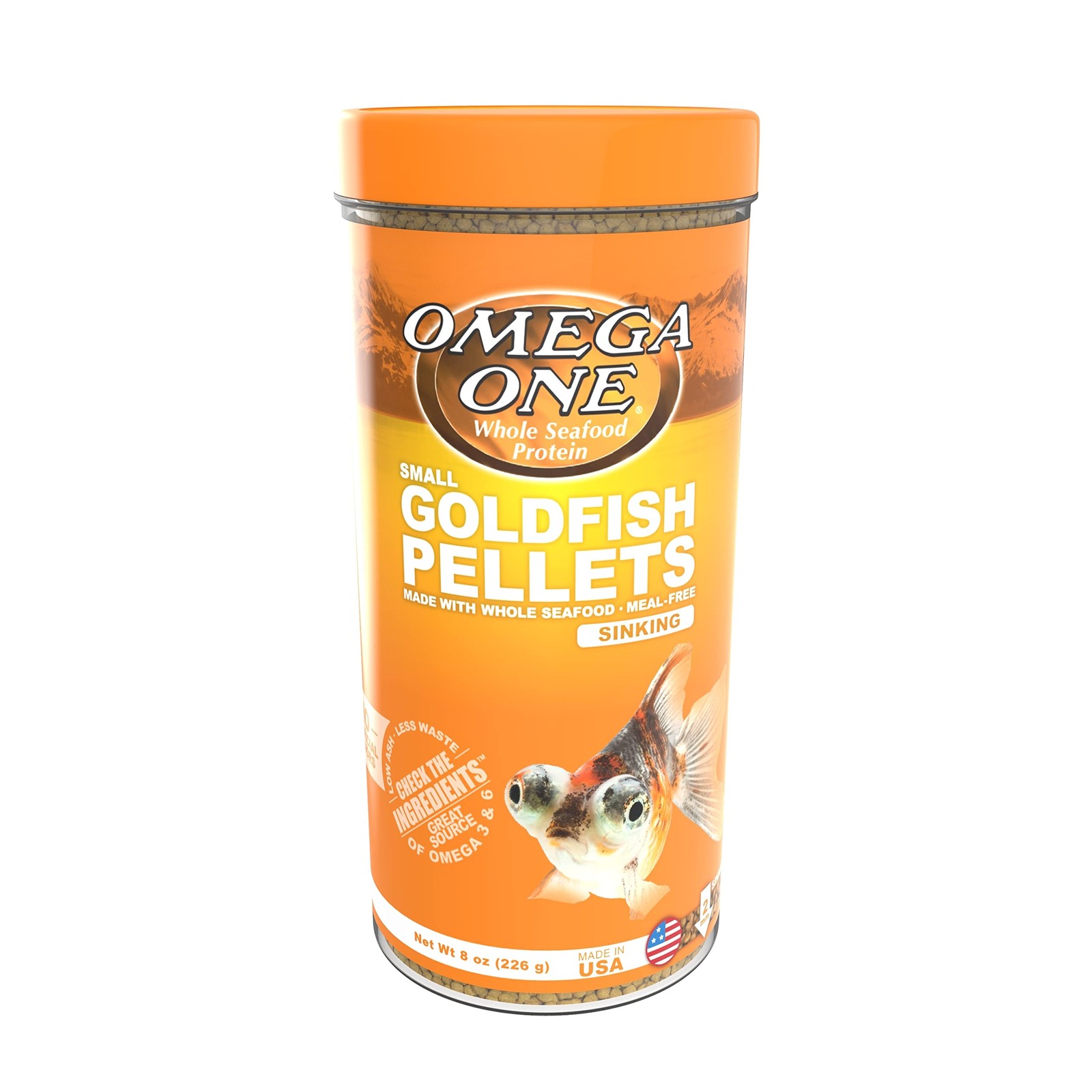 Omega One Goldfish Pellets, Sinking, 2mm Small 8 Ounce (Pack of 1), Yellow