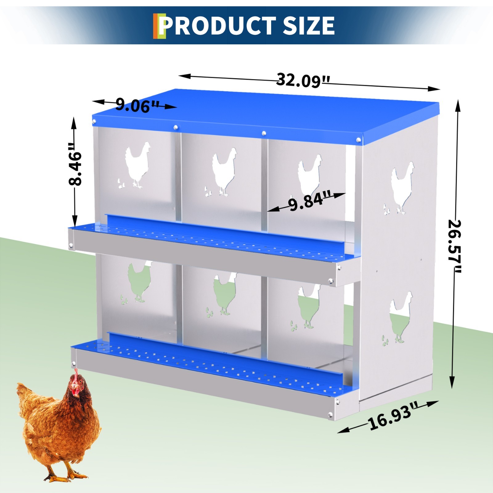 Chicken Nesting Boxes 6-10 Holes Steel Chicken Egg Laying Nesting Box Wall Mount