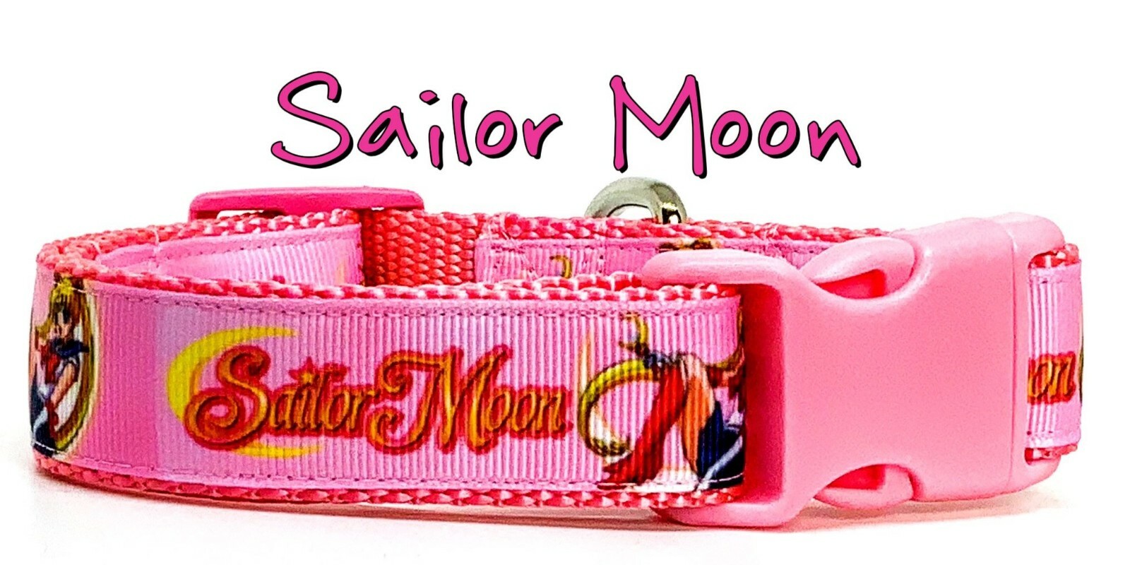 Sailor Moon dog collar handmade adjustable buckle collar 1″ wide or leash pink
