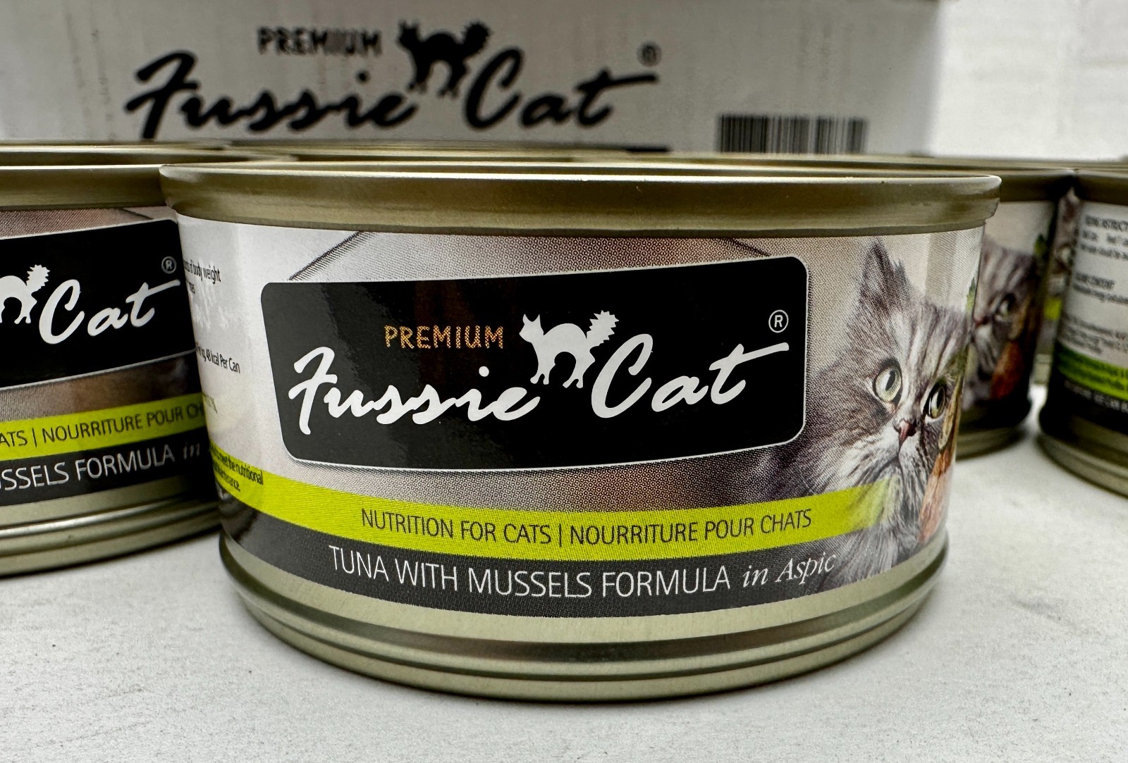 x24 Premium Fussie Cat Tuna With Mussels Formula in Aspic Can Food BB: 10/2026