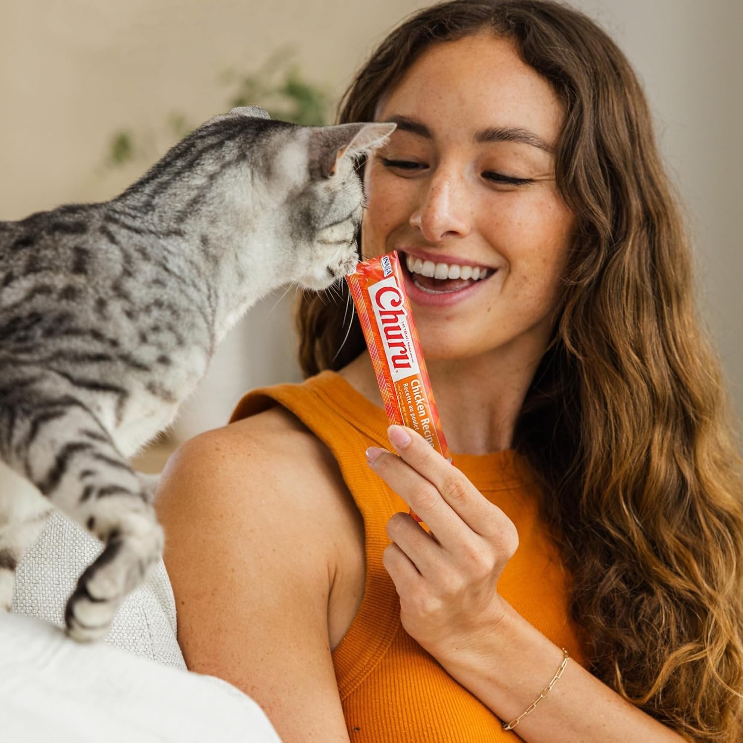 INABA Churu Cat Treats, Lickable, Squeezable Creamy Purée with Vitamin E, 0.5 Ou