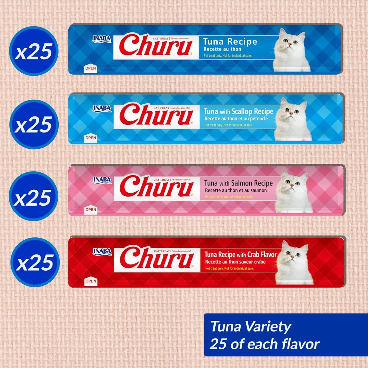INABA Churu Cat Treats, Lickable, Squeezable Creamy Purée with Vitamin E, 0.5 Ou