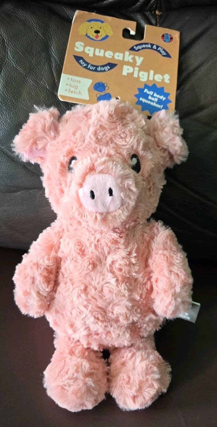 Bow Wow 12″ Pig Dog Toy w/Full Body Ball Jumbo Squeakers,Pink,Toss/Tug/Fetch New