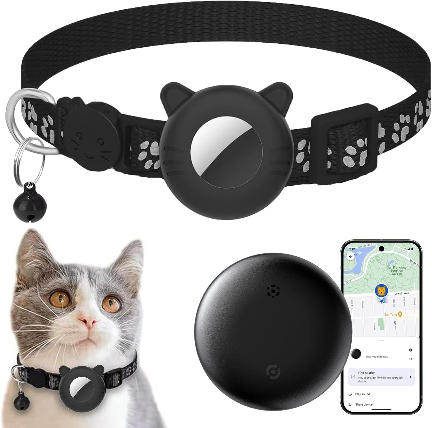 Cat Tracker with Collar (Android Only), GPS Tracker for Cats – No Monthly Fee |