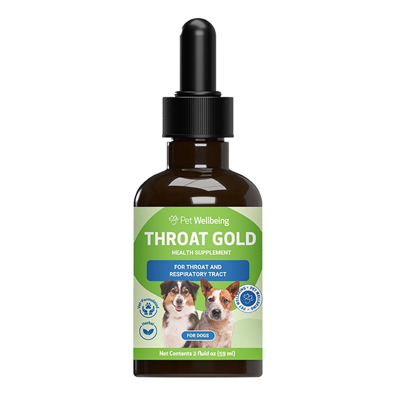 Pet Wellbeing Throat GOLD Liquid Respiratory Dog & Cat Supplement 2 Fl Oz