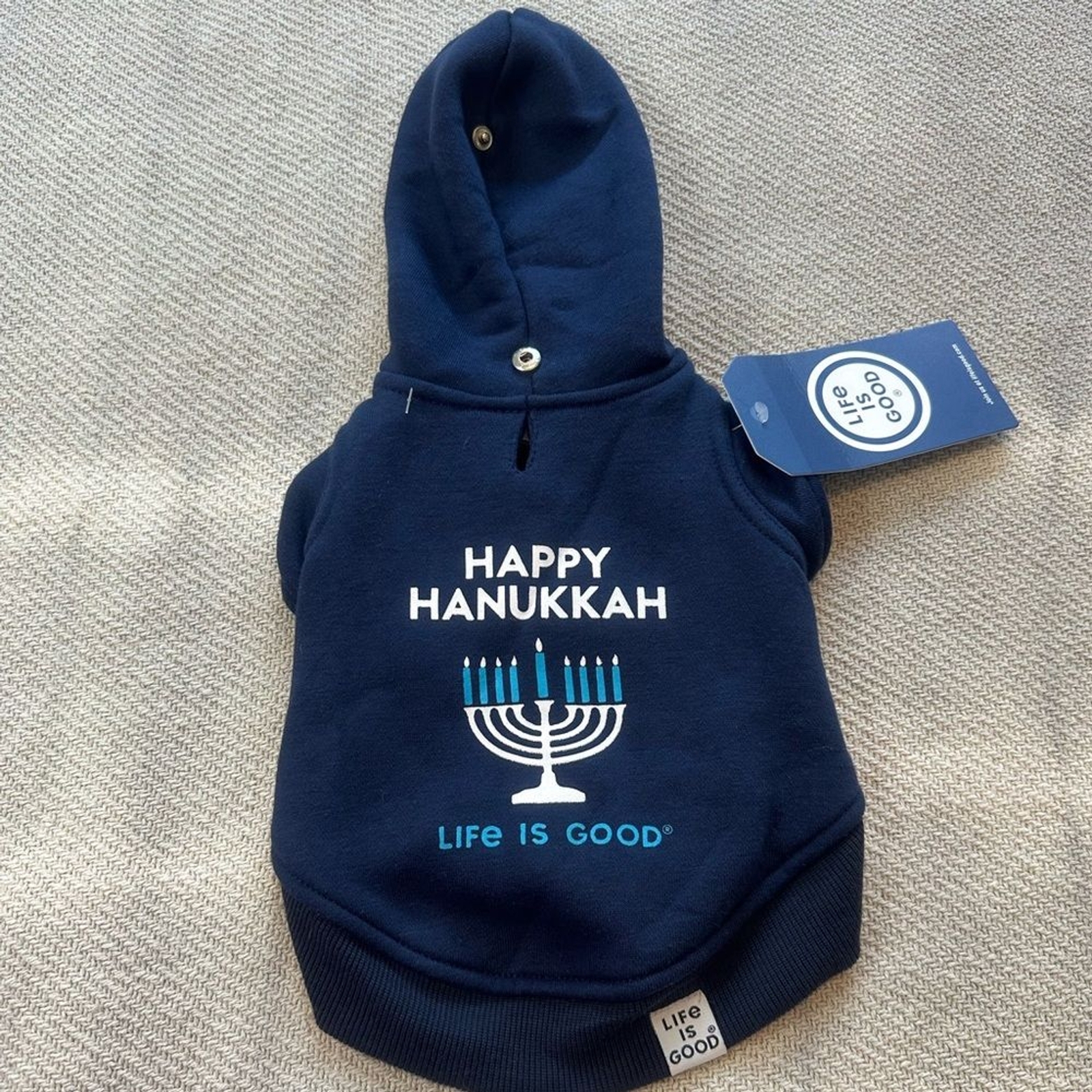 Life is Good Hanukkah Dog Hoodie Size XS NWT Blue Jewish Gift Pet Puppy Holiday