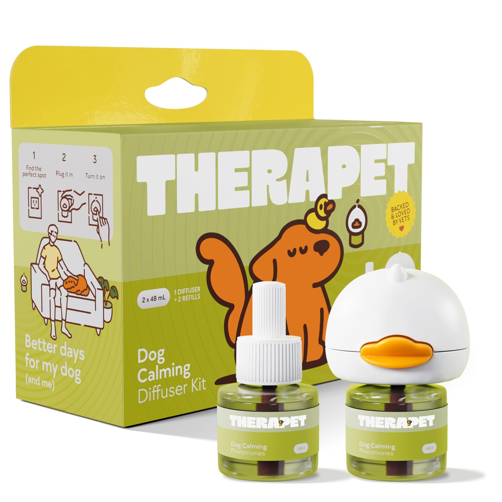 Dog Calming Diffuser 2 Count Refill 30-Day Stress Relief Separation Anxiety