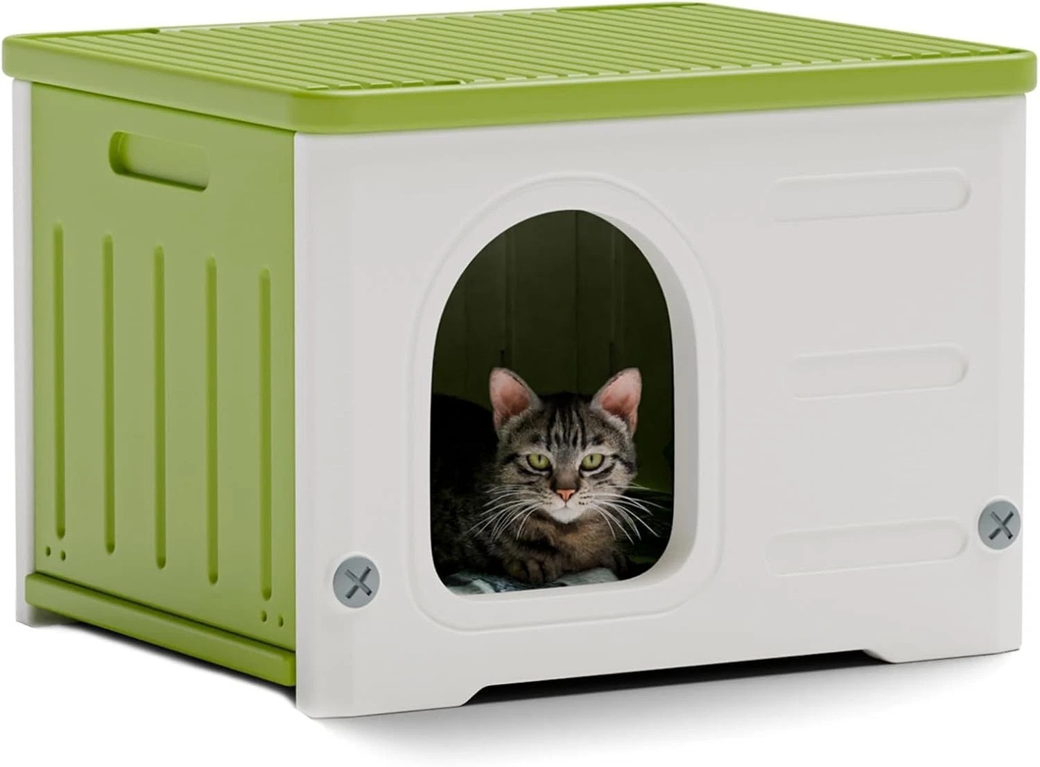 Plastic Cat House for Outdoor Indoor Use, Stackable Feral Cat Shelter Indoor …