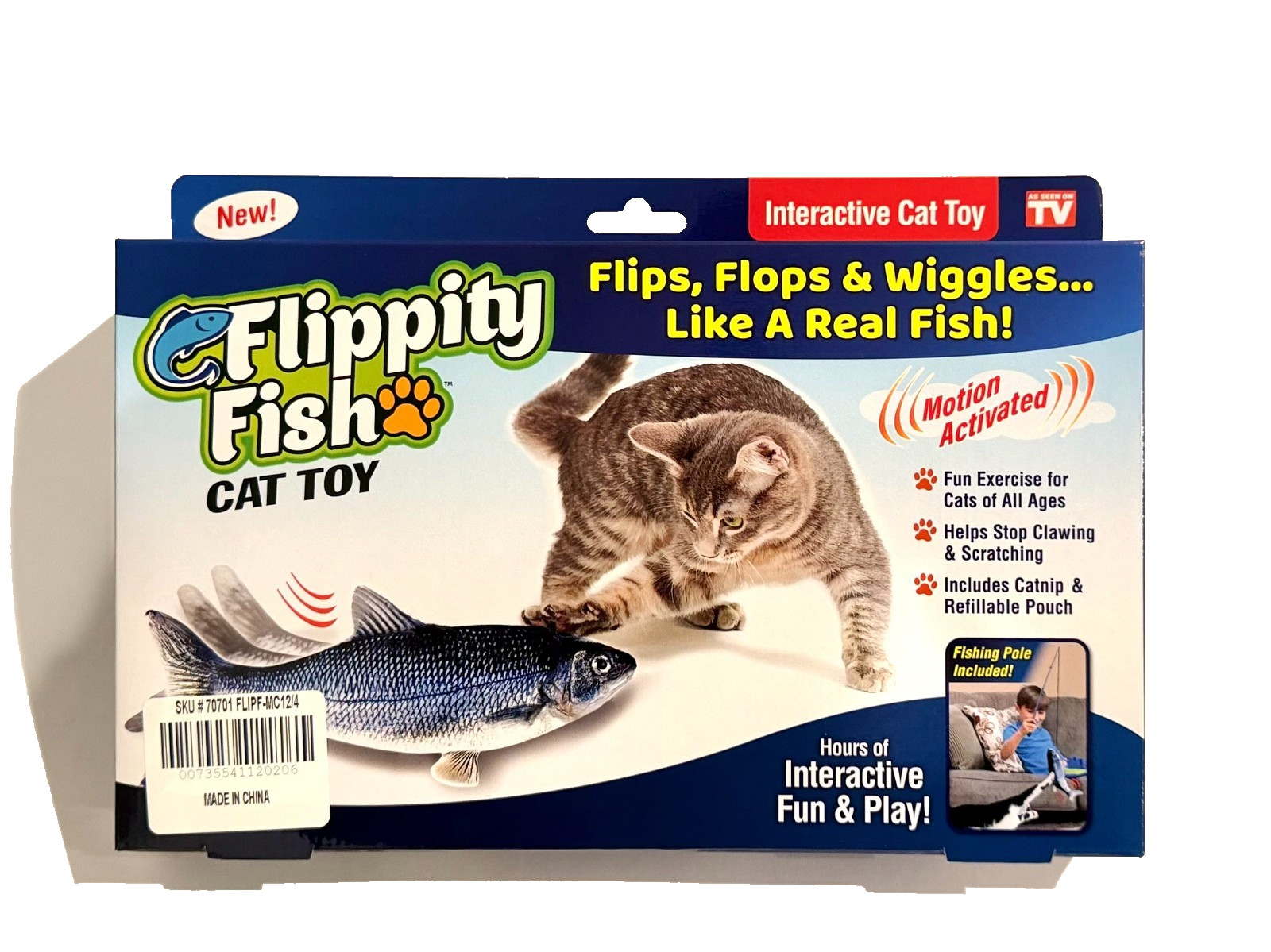 Flippity Fish Cat Toy – Interactive Flopping Fish w/ Motion Sensor
