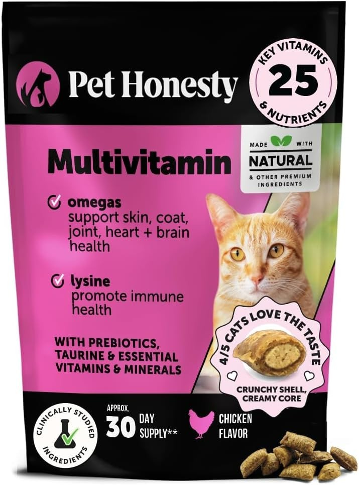 Cat Multivitamin Chews,Cat Treats for Health Immune, Joint Support, Skin 30 Day