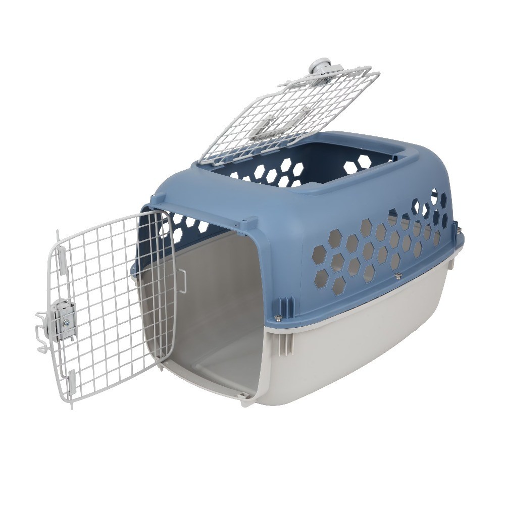 Small 2 Door Blue Dog Crate for Pets up to 25 lbs